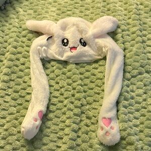 iHeartRaves White Bunny Hat with Pink Details